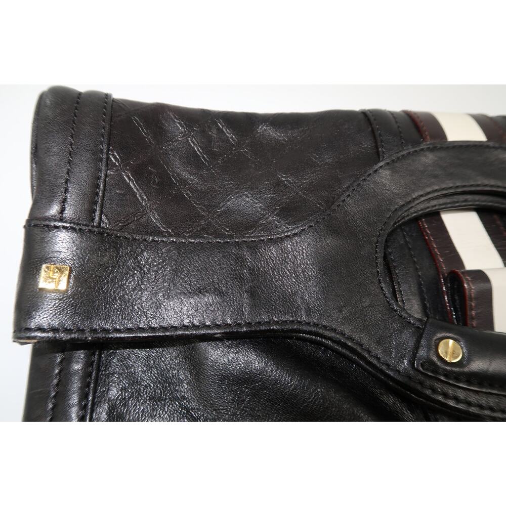 LAMB by Gwen Stefani Quilted Leather Fold-Over Clutch Black OS - Picture 3 of 14